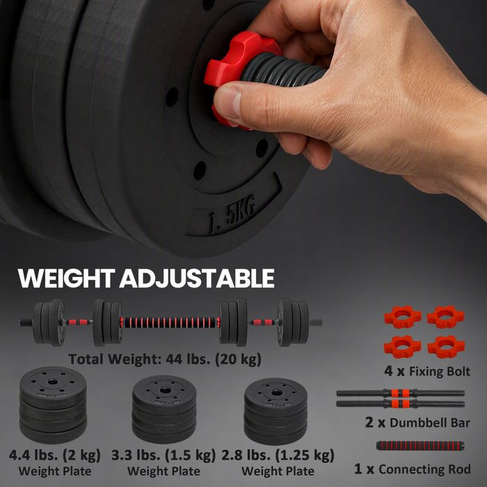 Soozier Ensemble d'halteres reglables de 44lb pour le fitness