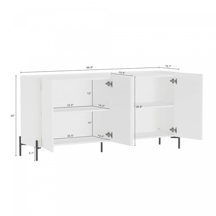 Buffet et meuble d’appoint Abbey Modern 2 pieces en blanc