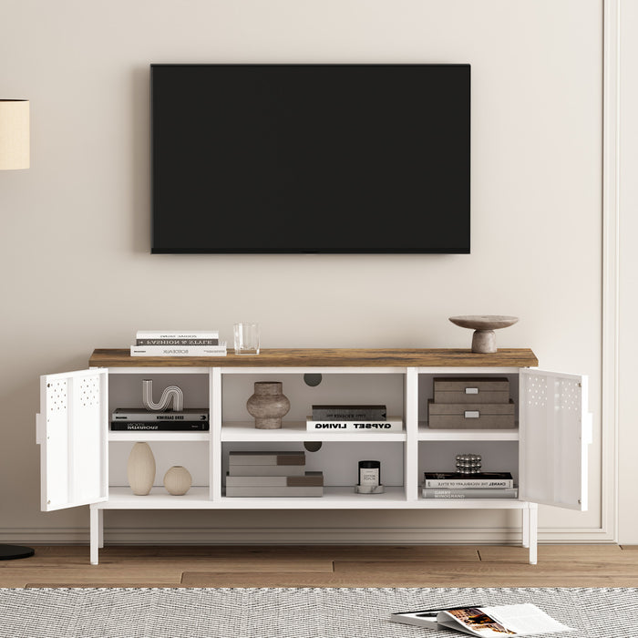 Armoire de rangement moderne Landen 47\" en metal, coloris blanc