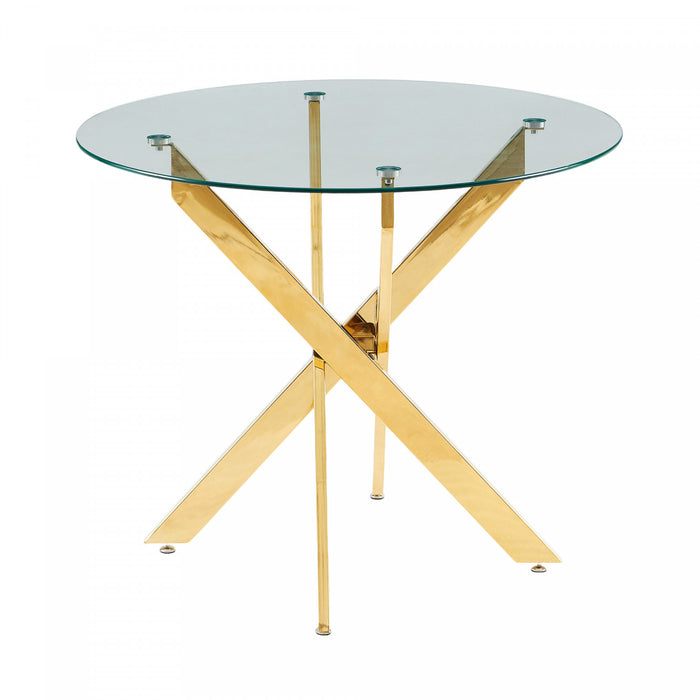 Ensemble de salle a manger Aiden 5 pieces avec table en verre et chaises en velours, couleur orange