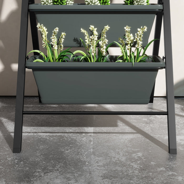 Outsunny Lit De Jardin Sureleve Vertical A 5 Etages, Gris