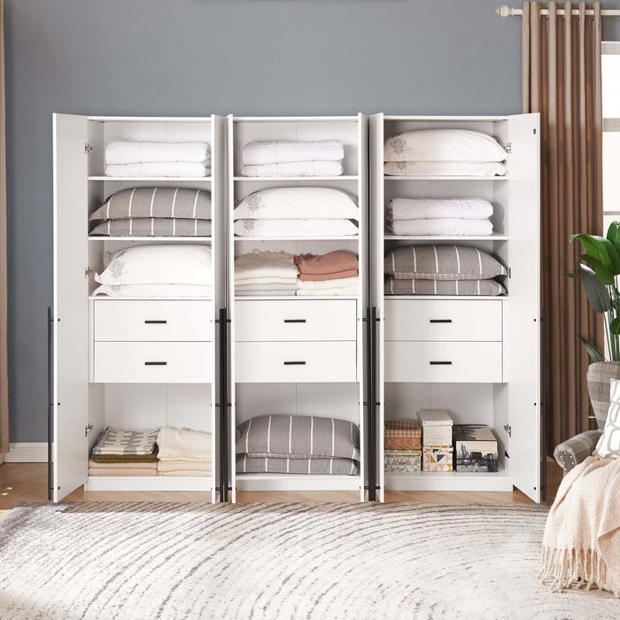 Armoire moderne Lee 32\" en blanc - Ensemble de 3