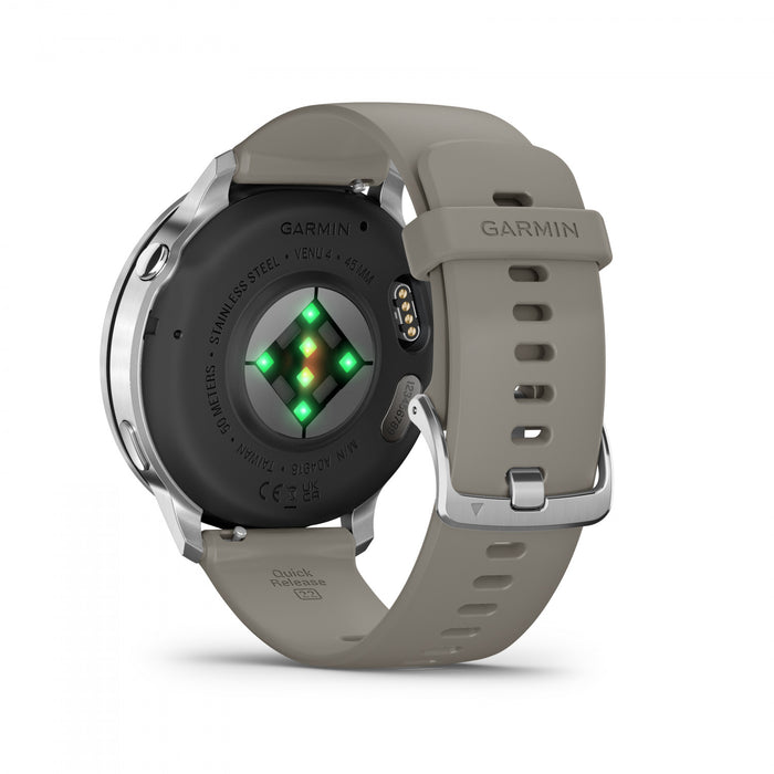 Montre intelligente Garmin Venu 4 45 mm gris argente a longue duree de vie de la batterie - Vetement de recuperation, statut de sante beta, cadran de montre vocal, changement de couleur, vision nocturne