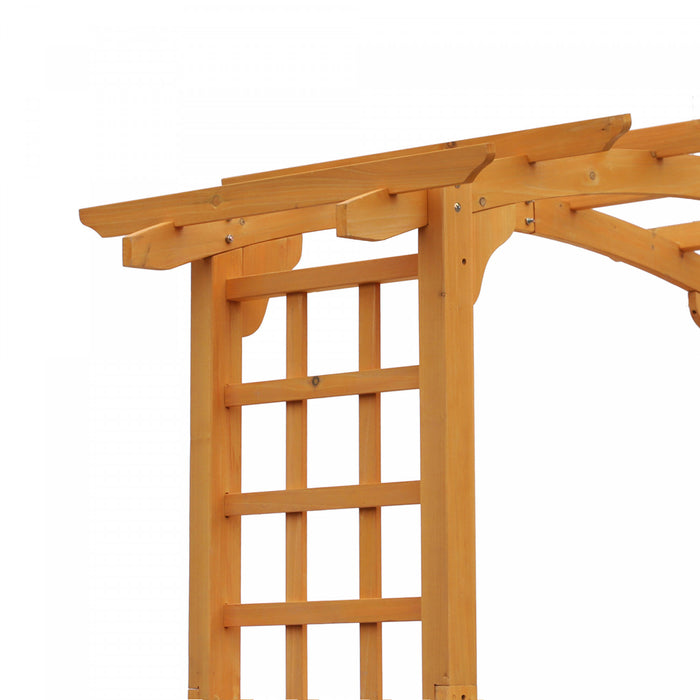 Outsunny 7,5 Pieds En Bois De Sapin Arche De Jardin Treillis Passerelle Exterieure Ronde Pergola Style Tonnelle Pour Plantes Grimpantes Decoratives Patio Pelouse Arriere-cour Fete Ceremonie