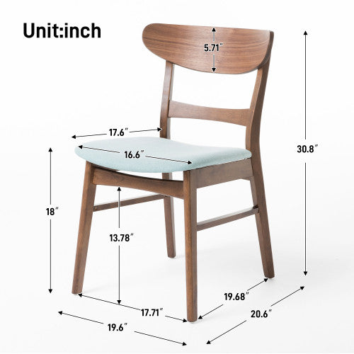Katte Ensemble De 2 Chaises De Salle A Manger Avec Assise Rembourree Et Structure En Bois De Caoutchouc Massif, Menthe