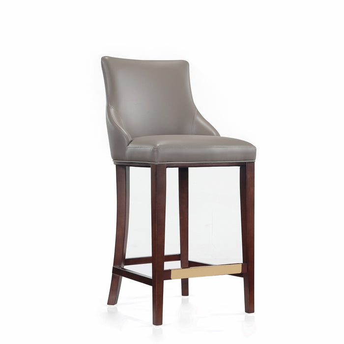 Tabouret de bar moderne en bois Shubert avec revetement en taupe fonce - Lot de 2