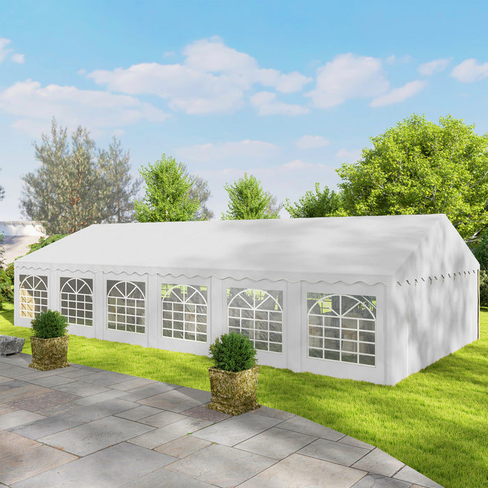 Outsunny Grande Tente de Reception 6 x 12 m avec Parois Amovibles, Blanc