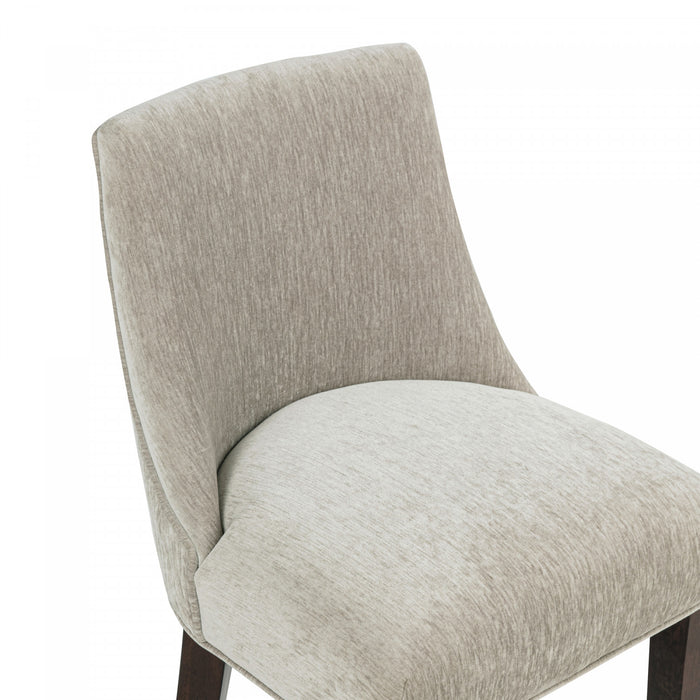 Tabouret de comptoir moderne en bois avec chenille Beever, taupe - Lot de 2