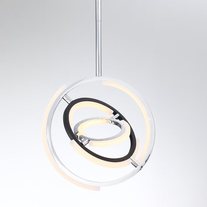 Luminaire suspendu de la collection Trilogy avec lumière à DEL intégrée de 13 po - nickel poli