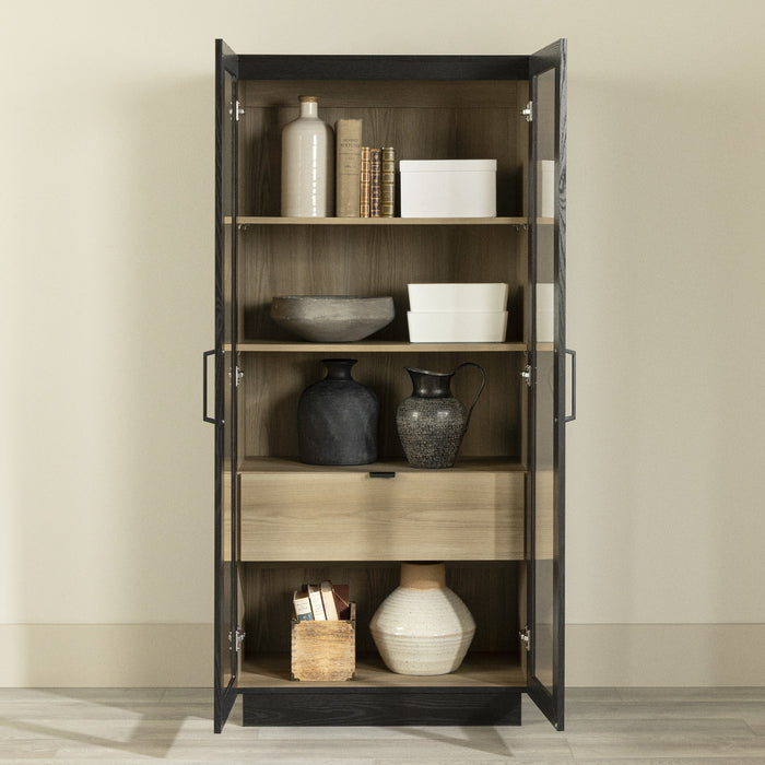 Arum Armoire de cuisine 2 portes contemporaine avec portes Chêne noir et Frêne naturel, de Meubles South Shore