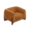 Tuxor Modern Upholstered Boucle Arm Chair with Tuxedo Design, Caramel, Walnut | Tuxor Fauteuil Moderne en Bouclette a Design Tuxedo, Caramel, Noyer