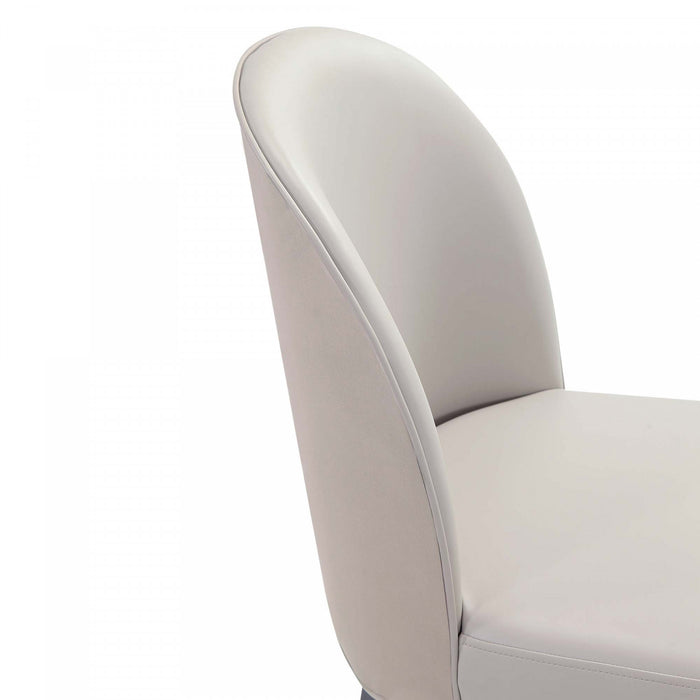Chaise de salle a manger moderne en bois Hillman avec revetement en tissu gris clair - Lot de 2