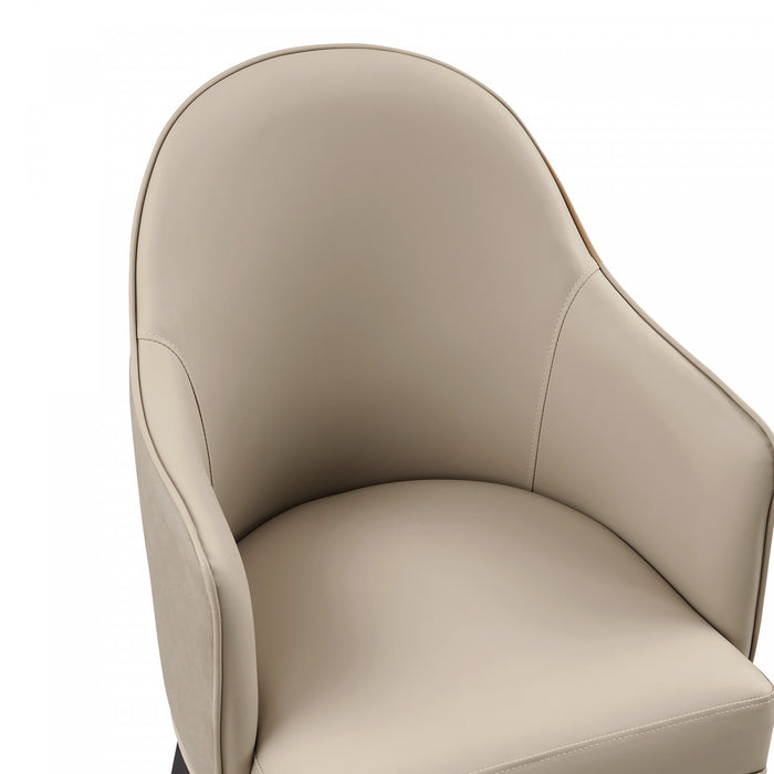 Fauteuil Hillman Moderne en Bois, Similicuir et Velours couleur Sable