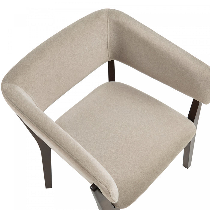Fauteuil Blake moderne en faux mohair avec accoudoirs en bois, naturel - Lot de 2