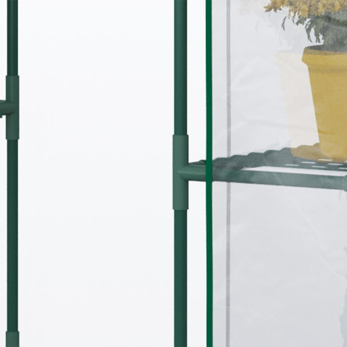 Outsunny Mini Serre 56\" X 29\" X 77\", Serre De Jardin Avec 4 Etageres, Porte Enroulable Et Couverture Resistante Aux Intemperies, Vert Fonce