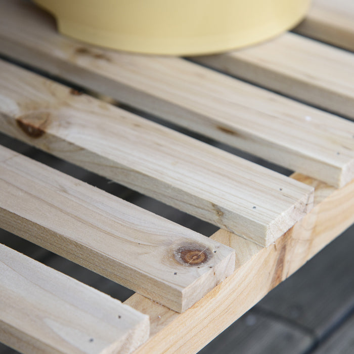 Outsunny Lit De Jardin Sureleve En Bois Avec Etagere De Rangement Naturel