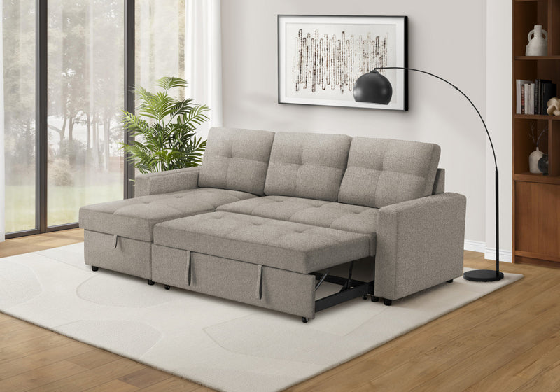 Canape Lit, 90\" Longueur, Canape-Lit Convertible, Chaise De Rangement, Tissu Marron Clair