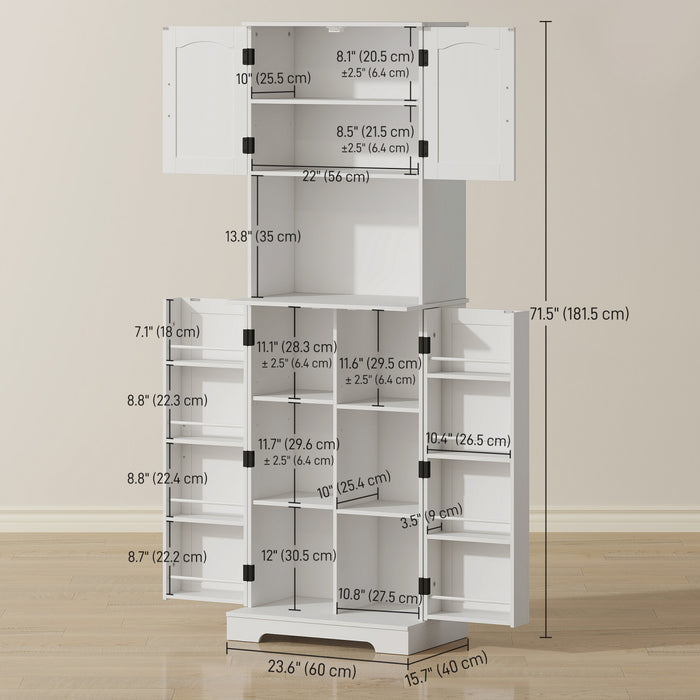 HOMCOM Armoire de garde-manger, placard de cuisine, etageres a epices Blanc
