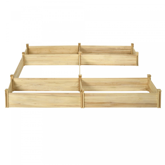 Outsunny Lit De Jardin Sureleve A Cinq Boites A Emboiter, Jardinieres En Bois Pour Plantes D'exterieur, Legumes, Fleurs, Herbes, Assemblage Facile