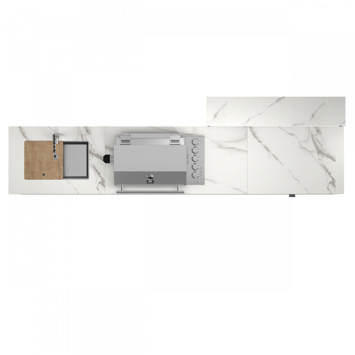 Cuisine d'exterieur Rimini de 62 600 BTU, refrigerateurs de 4,8 pi³, comptoirs blancs – FODKT2575WHT