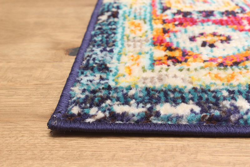Tapis Traditionnel Lotus 5'0\" x 8'0\" en Bleu marin