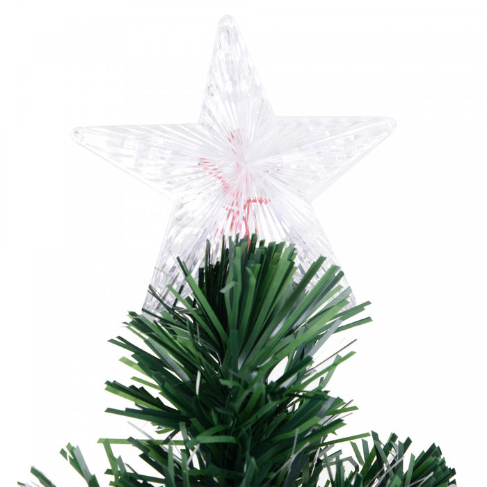 Homcom Arbre De Noel Artificiel En Fibre Optique Pre-illumine De 6 Pieds Avec 230 Lumieres Led Et Branches