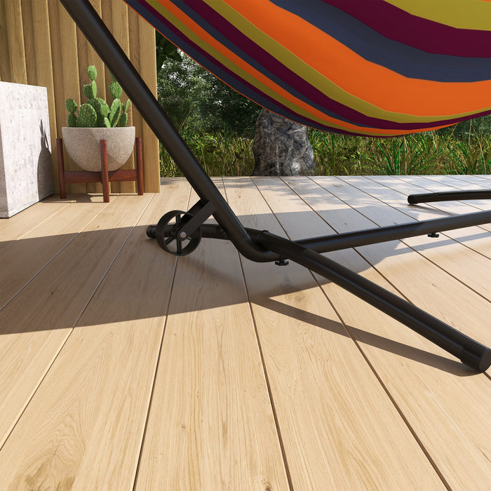 Outsunny Hamac Stand Only W/ Wheels, Hamac Stand Ajustable, Noir
