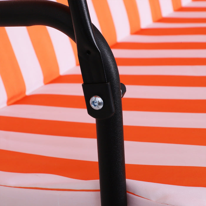 Outsunny Balancelle De Jardin 3 Places Toit Inclinaison Reglable Coussins Assise Et Dossier Acier Noir Polyester Orange