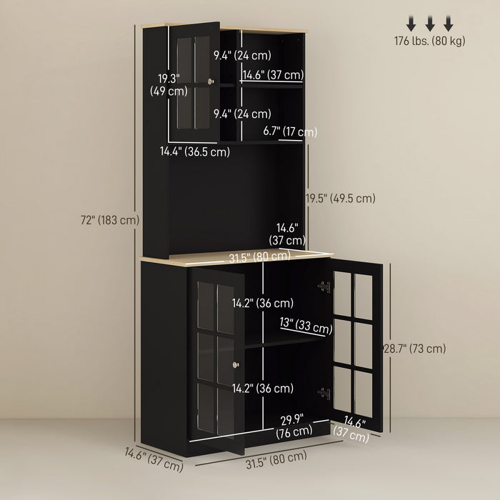 HOMCOM Garde-Manger 3 Armoires 2 Etageres Ouvertes Plan de Travail
