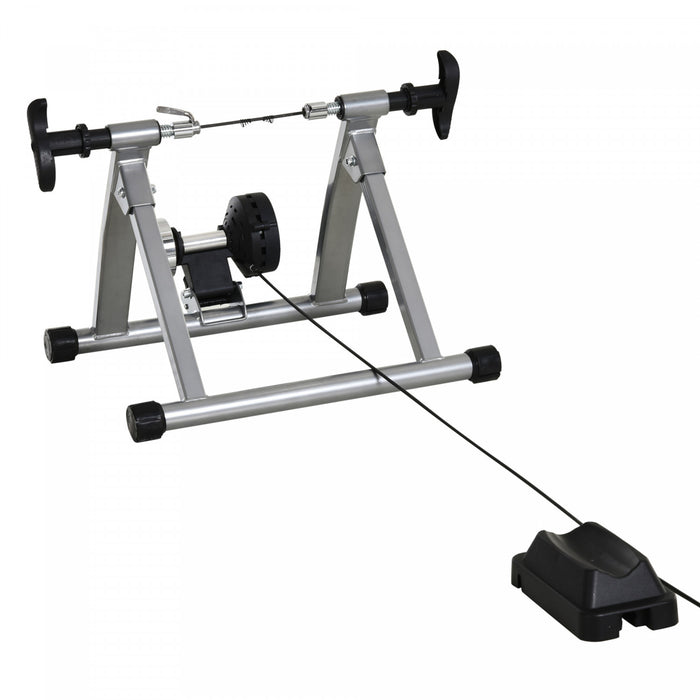 Soozier Support D'entrainement De Velo Magnetique Pour Velo D'interieur Avec 5 Niveaux De Resistance Reglable Argent