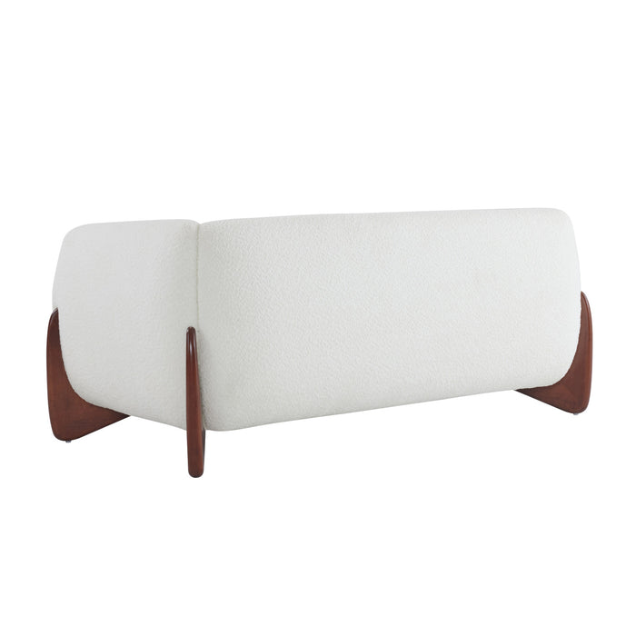 Lillian Canape deux places moderne en bois massif avec revetement en boucle, assise confortable, beige
