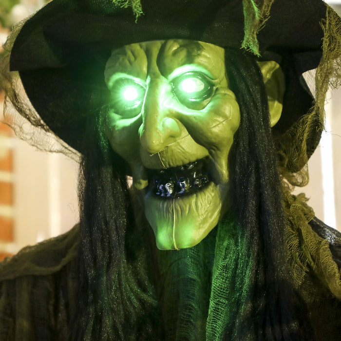 Outsunny Decoration D'halloween Animee, Sorciere Animatronique, Vert