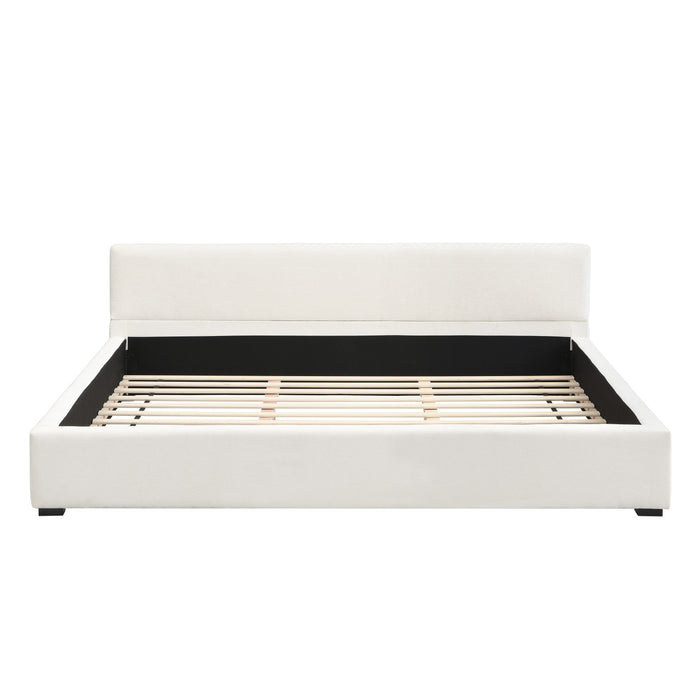 Charlotte Lit elegant avec revetement a bord large, Taille Queen, Beige