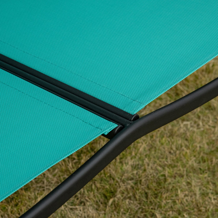 Outsunny Balancelle De Jardin Pour 2 Personnes Avec Abat-jour Reglable, Sieges En Maille Respirante Et Cadre En Acier Pour Jardin, Piscine, Arriere-cour, Bleu