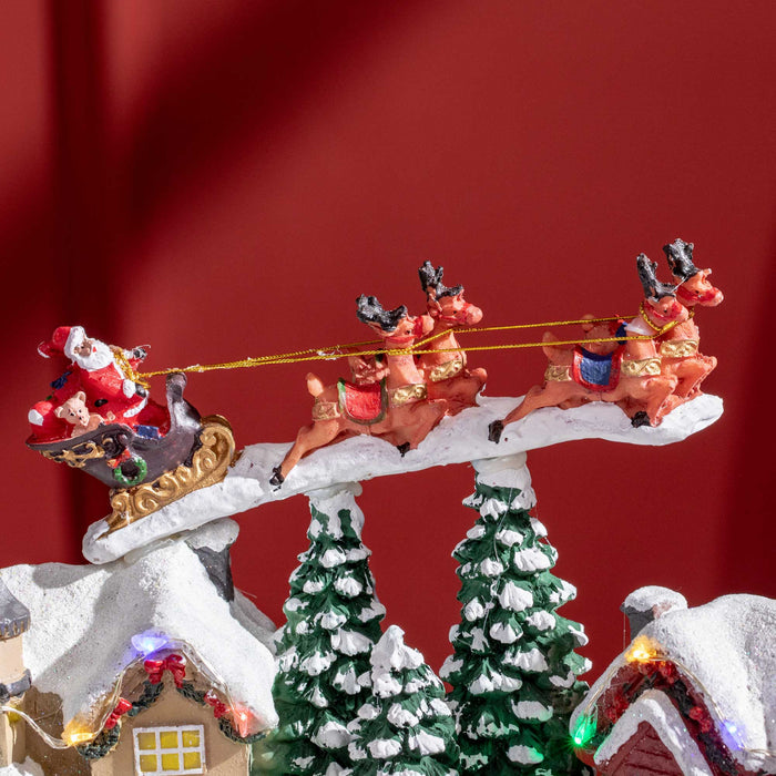 Homcom Village De Noel Etang Patinoire Du Pere Noel Et Cerfs