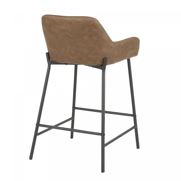 Tabouret industriel Daniella de hauteur comptoir en similicuir espresso - ensemble de 2