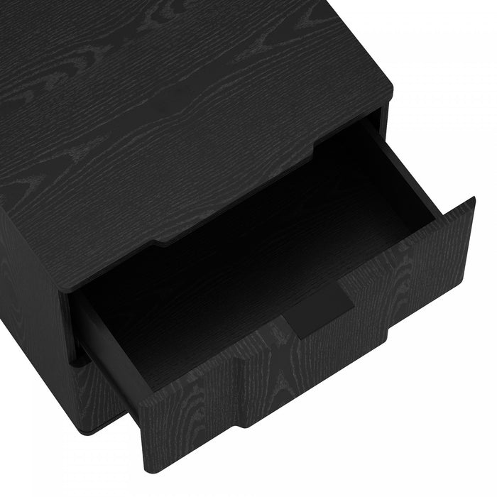 Table de nuit Clive style milieu du siecle 56 cm en noir (2 tiroirs)