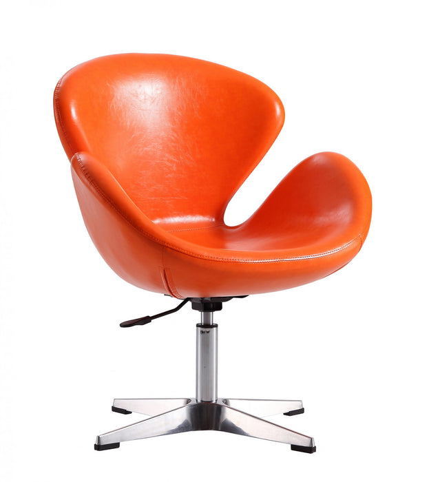 Fauteuil lounge pivotant moderne Raspberry en tissu orange - Lot de 2