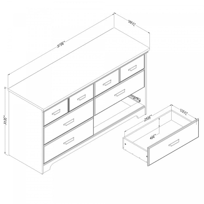 Versa Commode 6 Tiroirs - Chene Vieilli