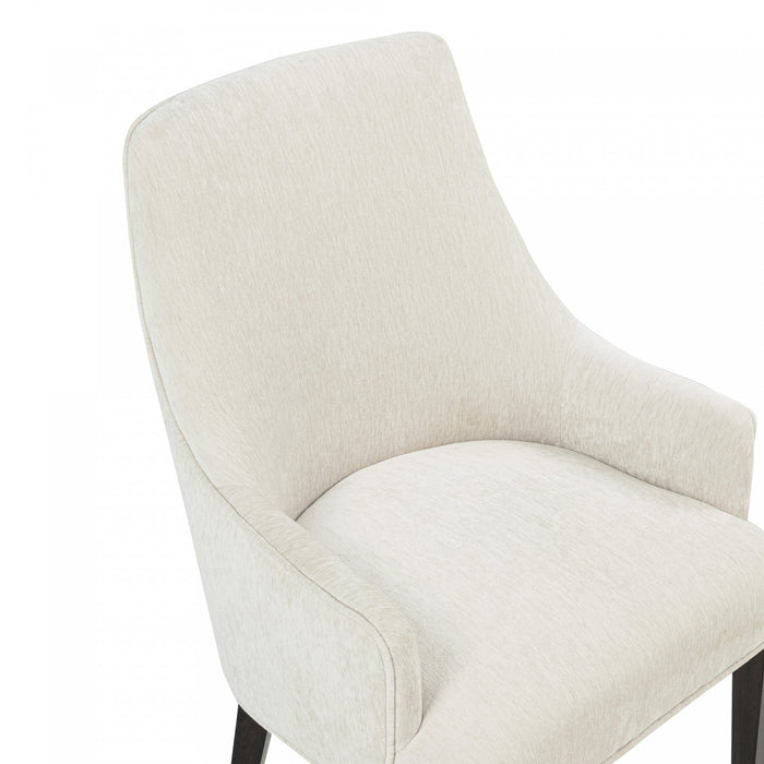 Fauteuil moderne Beever en bois et chenille creme - Lot de 2