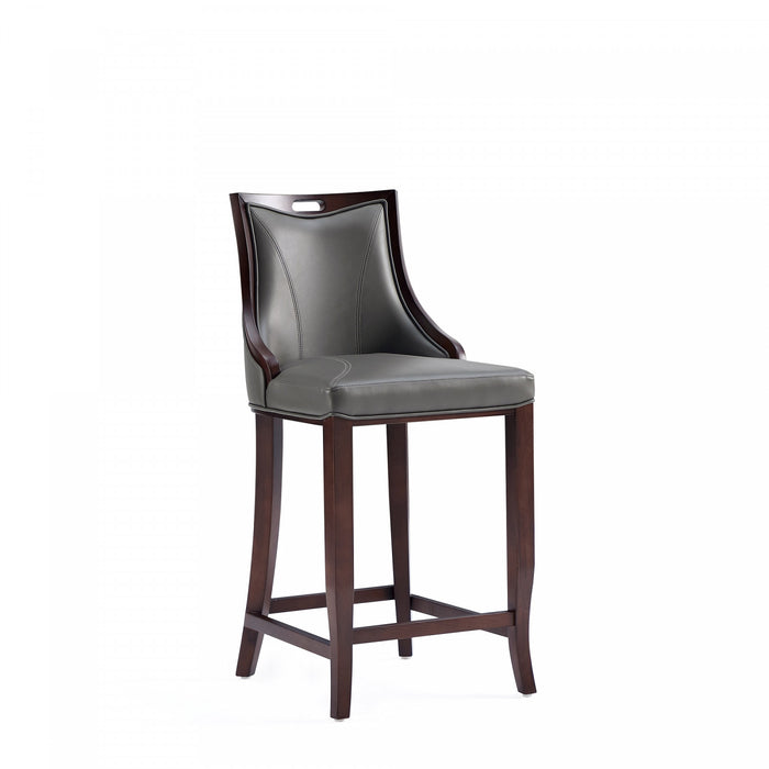 Tabouret de bar en bois traditionnel Emperor avec assise rembourree, graphite – Lot de 2