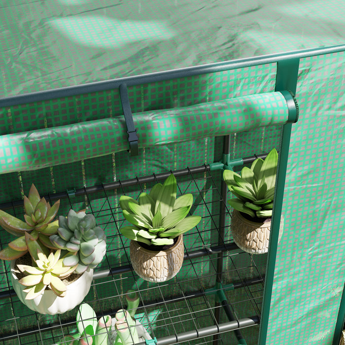 Outsunny Mini Serre Adossee Avec Etageres A 3 Niveaux, Vert