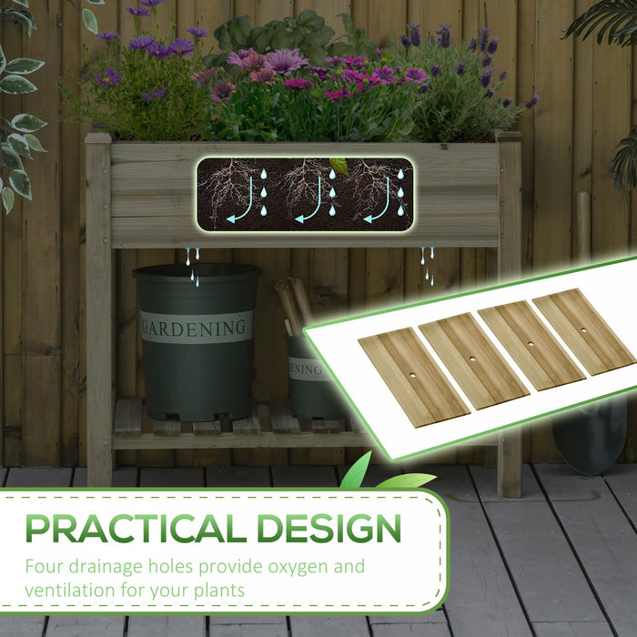 Outsunny Bac de plantation sureleve avec etagere de rangement, vert