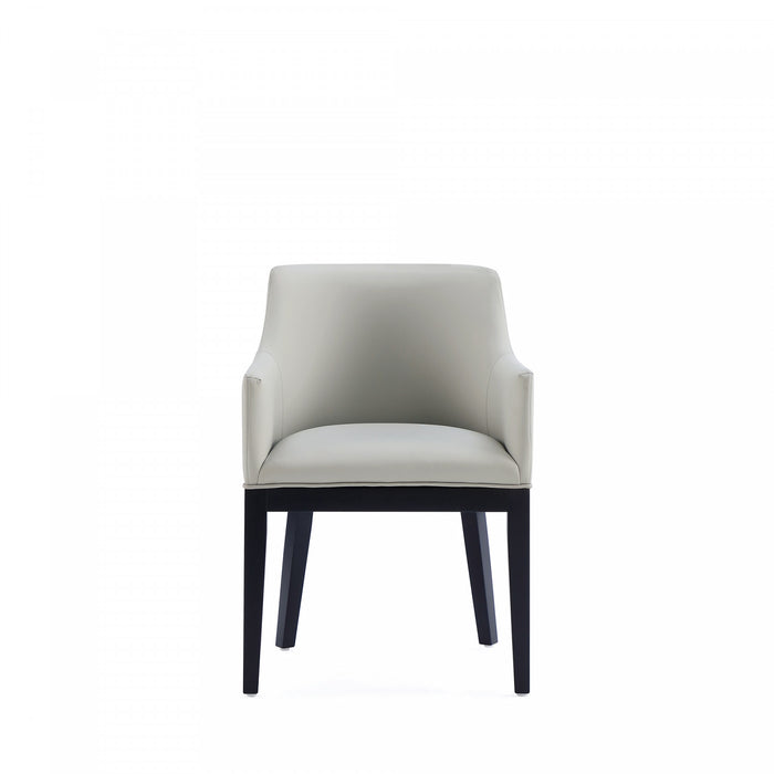 Fauteuil en bois moderne Gansevoort en cuir vegetalien gris pierre - Lot de 2