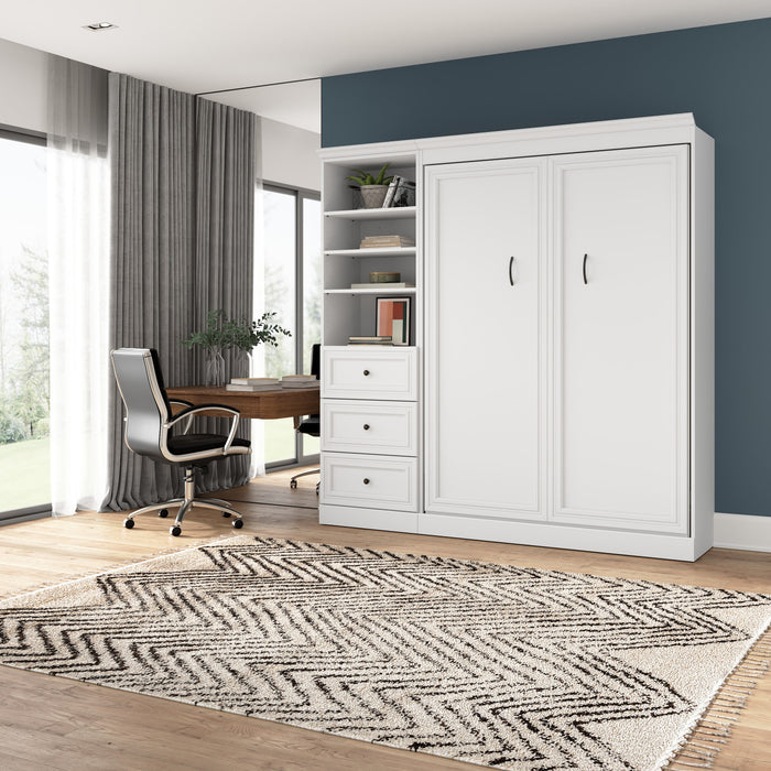 Lit double escamotable Versatile de Bestar avec organisateur de garde-robe et tiroirs (84 po [L]) - blanc