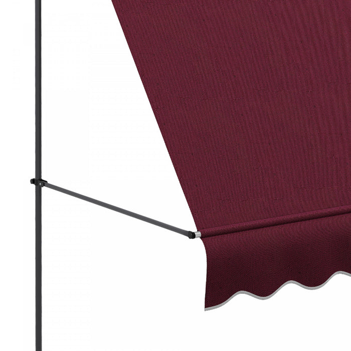 Outsunny Auvent Retractable 6.5' X 4', Autoportant Et Sans Vis, Rouge Vin