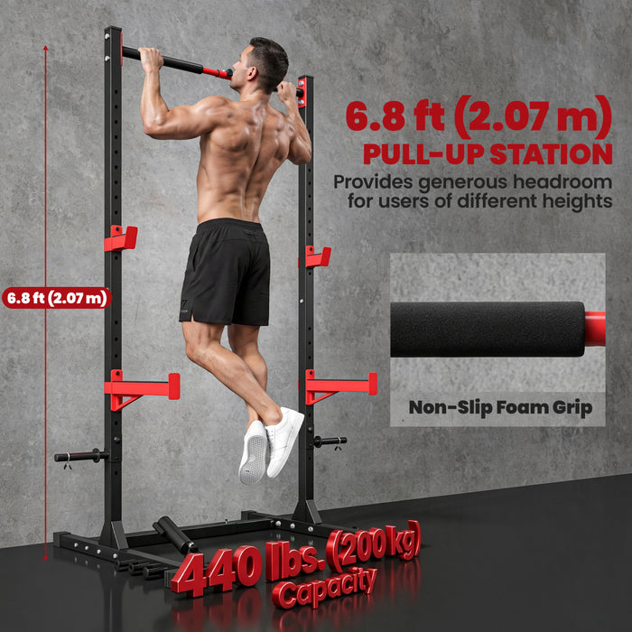 Soozier Rack a squat avec barre de traction, largeur reglable, charge 500 kg