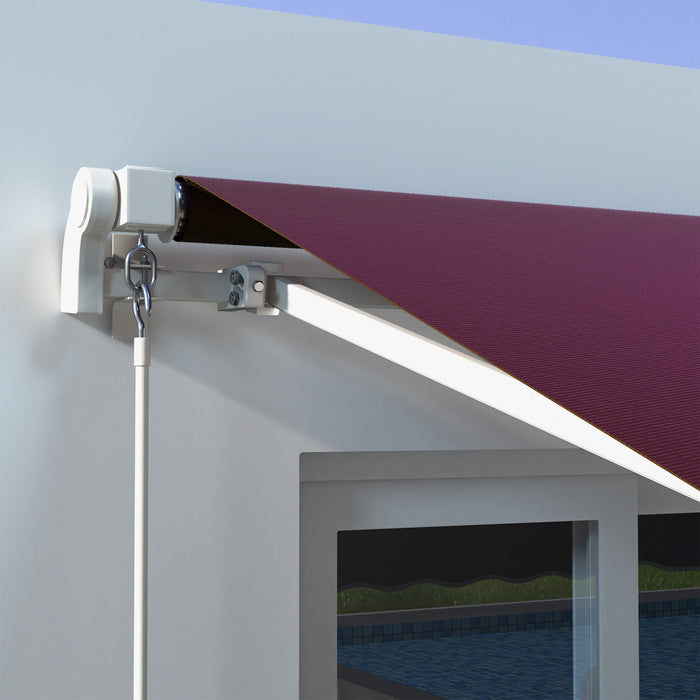Outsunny Auvent Retractable 10' X 6.5' Avec Lumieres Led, Uv40+, Rouge Vin