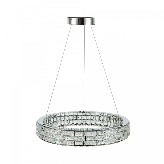 Lustre A Del Integrees Elegance 24 po, Chrome Avec Verres En Cristal
