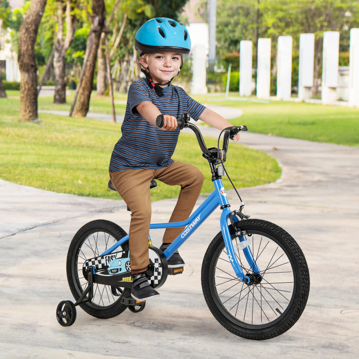 Costway 18\" Velo D'entrainement Pour Enfants Avec Roues D'entrainement Amovibles Pneumatiques Navy
